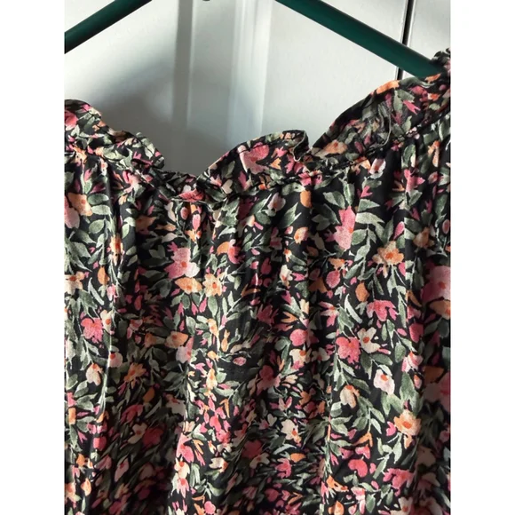 BB Dakota Steve Madden Floral Mini Dress L Black Pink - Picture 7 of 8